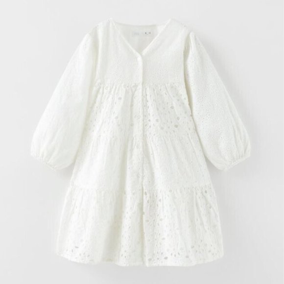 ZARA KIDS GIRL EMBROIDERED DRESS WHITE - 6-7 - Picture 2 of 3